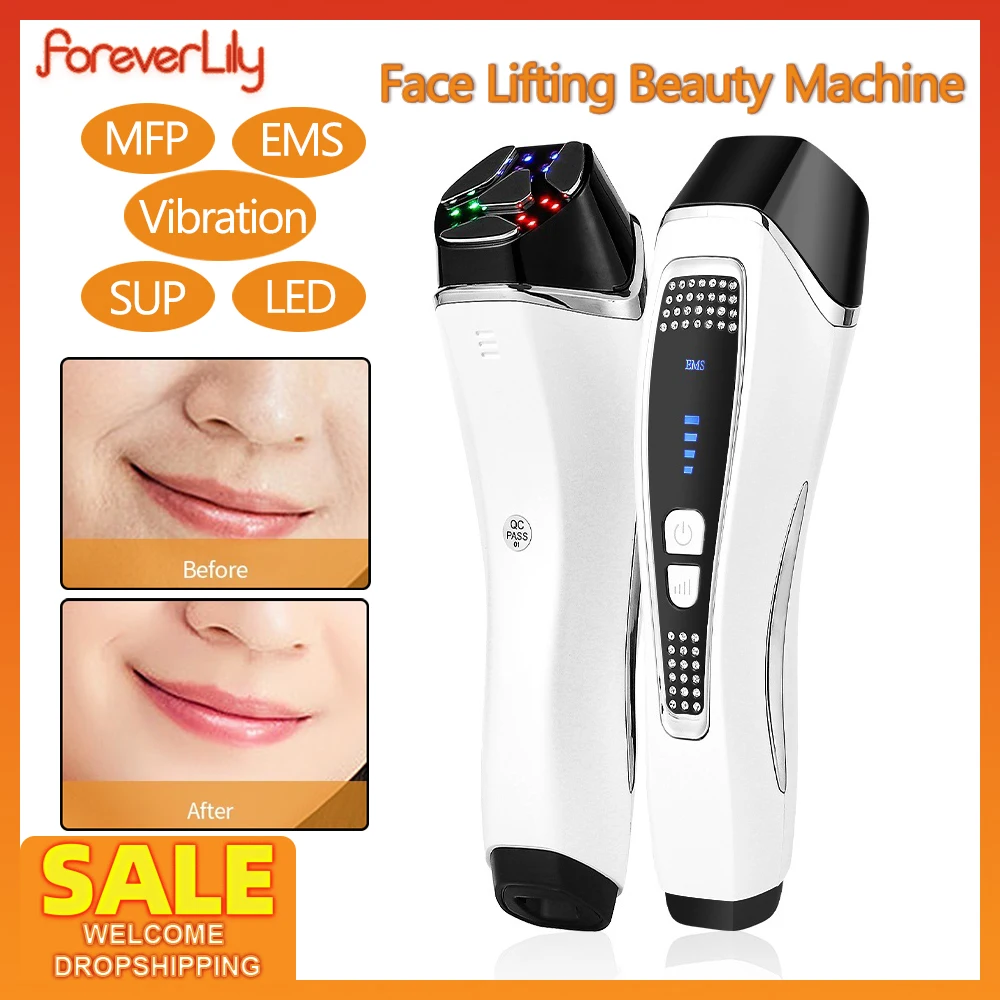 

EMS Face Lifting Beauty Machine Pulse Therapy Device Facial Massager LED Photon Skin Rejuvenation Microcurrent Wrinkle Removal