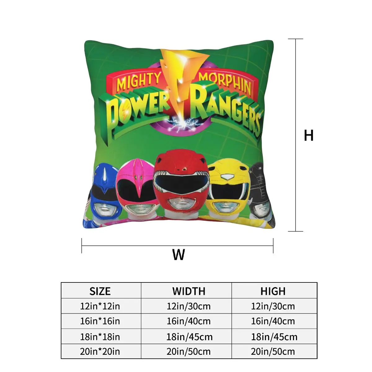 Mighty Morphin Power Ranger 2 pcs Square Pillowcase Pillow Cover Cushion Decor Comfort Throw Pillow for Home Bedroom