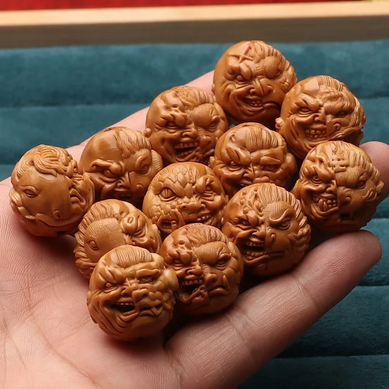 

Large Seeds Zodiac Evil Monk Nut Carved Bracelet Hand Toy Handheld Crafts Short round Anger Buddha Olive Hu Men