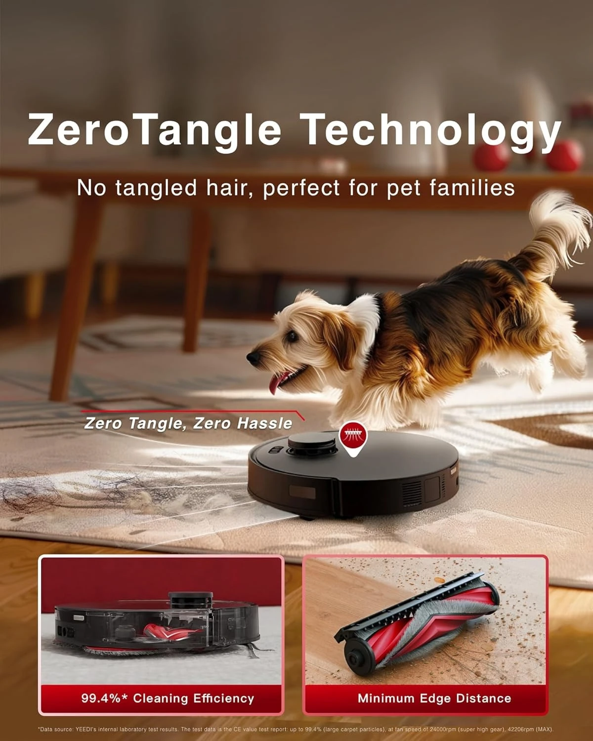 مكنسة وممسحة روبوت M12 PRO+، شفط قوي 11000Pa، تقنية ZeroTangle، تنظيف عميق