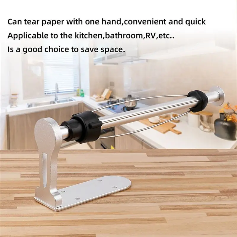 ABXF-Paper Towel Holder, Easy Tear Wall Mount Under Cabinet , Aluminum Alloy Paper Roll Holder Adhesive Or Screw Gold Easy Insta