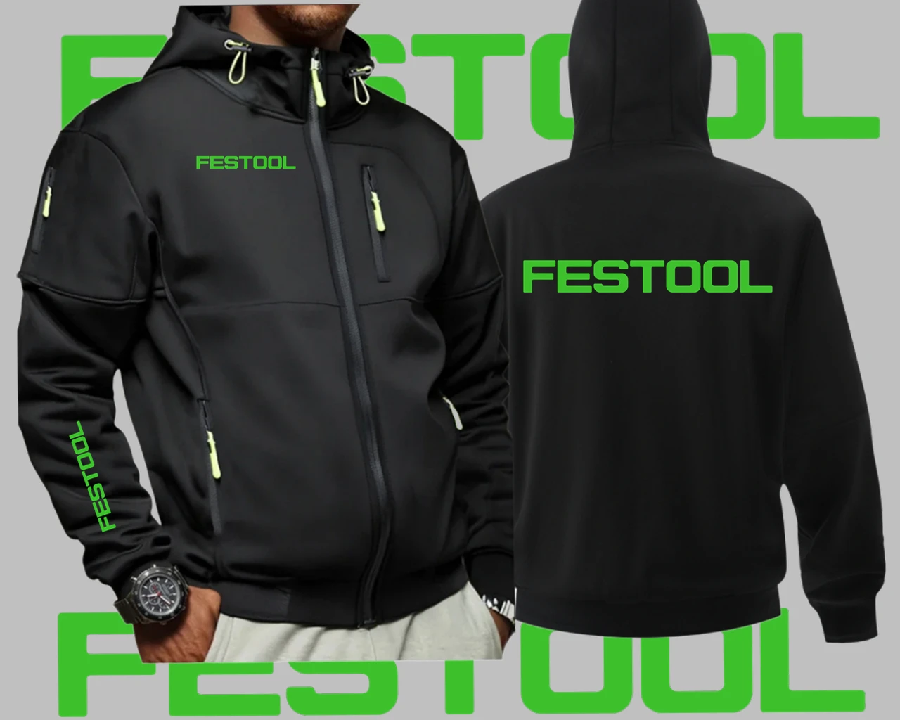 Fashion Festool Tools Solid Zip Man Hoodie Casual Hoodies Cardigan Sweatshirts Jacket Men's Y2K Hoodies Sweatshirt Male Jackets