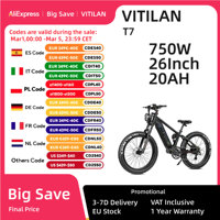 Vitilan T7 Mountain Electric Bike, 750W Bafang Motor 48V 20Ah Battery 28mph Max Speed 26*4.0\