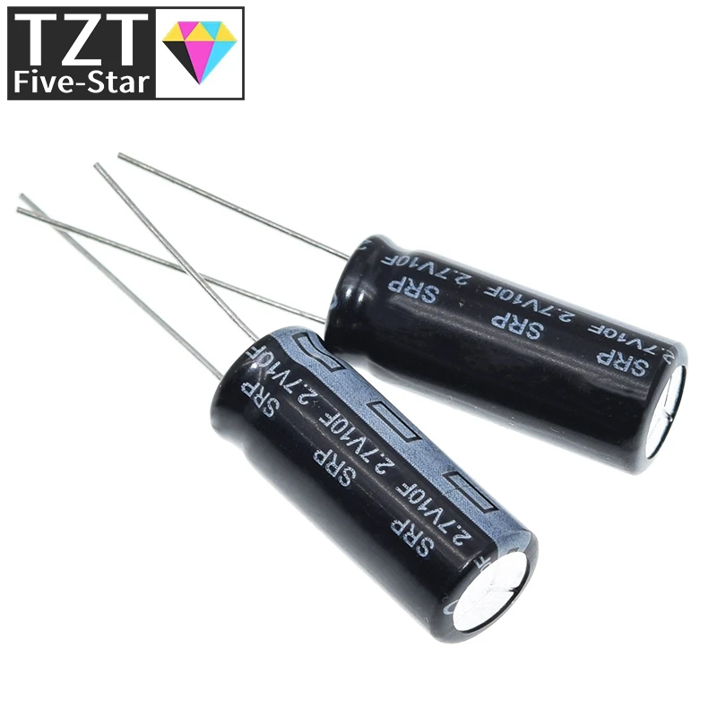 5pcs 2.7V 10F Cylindrical Ultra Super Farad Capacitor High Power Supercap 10x26mm