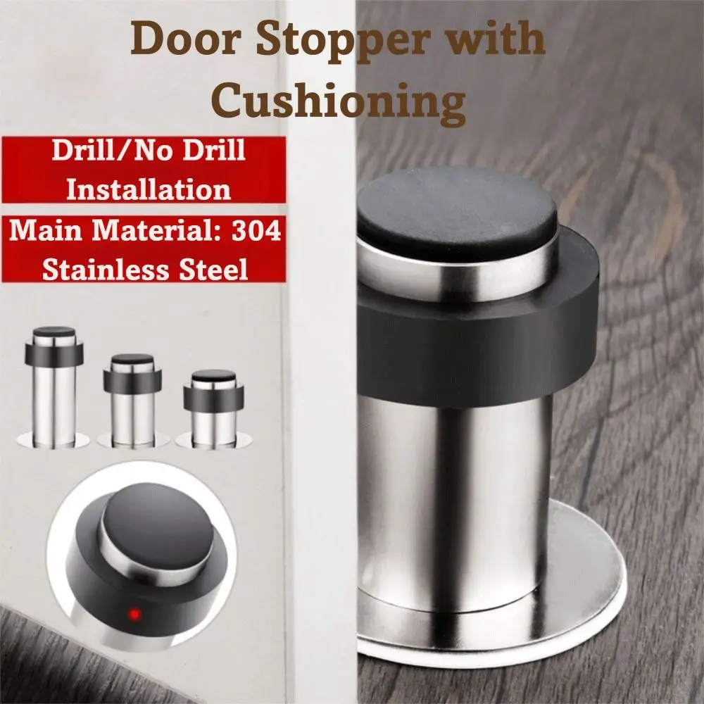 

Hardware Rubber Door Stopper Stainless Steel 45mm-80mm Door Protective Pad Gaskets Round Wall Protector Security Protection
