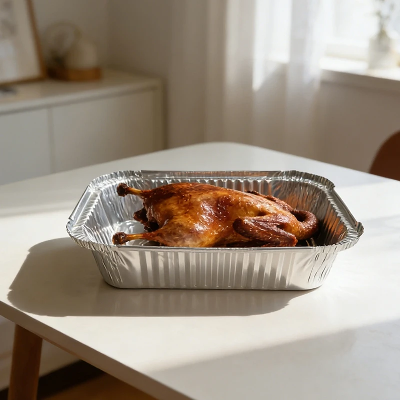 1910ml Large Disposable Foil Pans with Lids 50pcs Pack Rectangle Aluminum Trays for BBQ Grill Roast Chicken Baking Food Storage