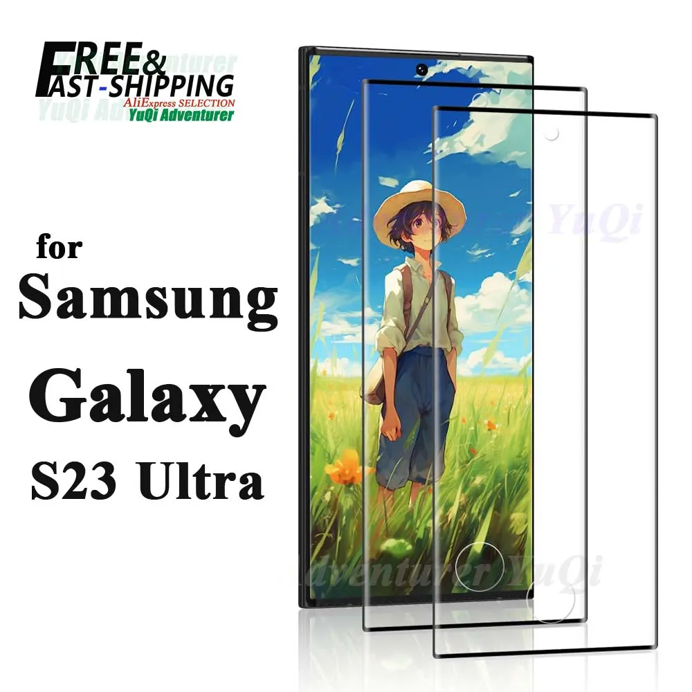 Для Samsung Galaxy S23 Ultra, протектор экрана, 3D изогнутое закаленное стекло, боковой клей, прозрачное, HD, устойчивое к царапинам, из алюминия