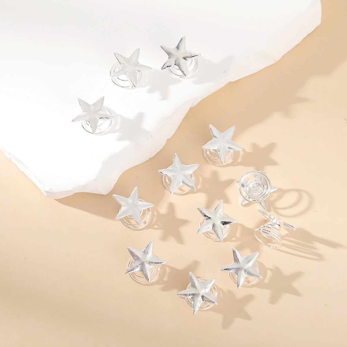 12 Gold Star Hairpin Metal Hair Clips Women Girl Side Clip Five-pointed Star Mini Spiral Hair Button Hairpins Hair Accessories