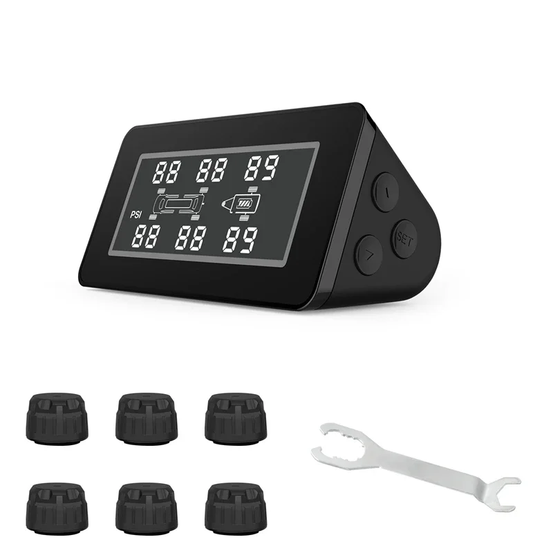 Sistem Pemantau Tekanan Ban Solar TPMS 6 Roda Sensor 199 psi untuk Truk, RV, Bus, dan Trailer