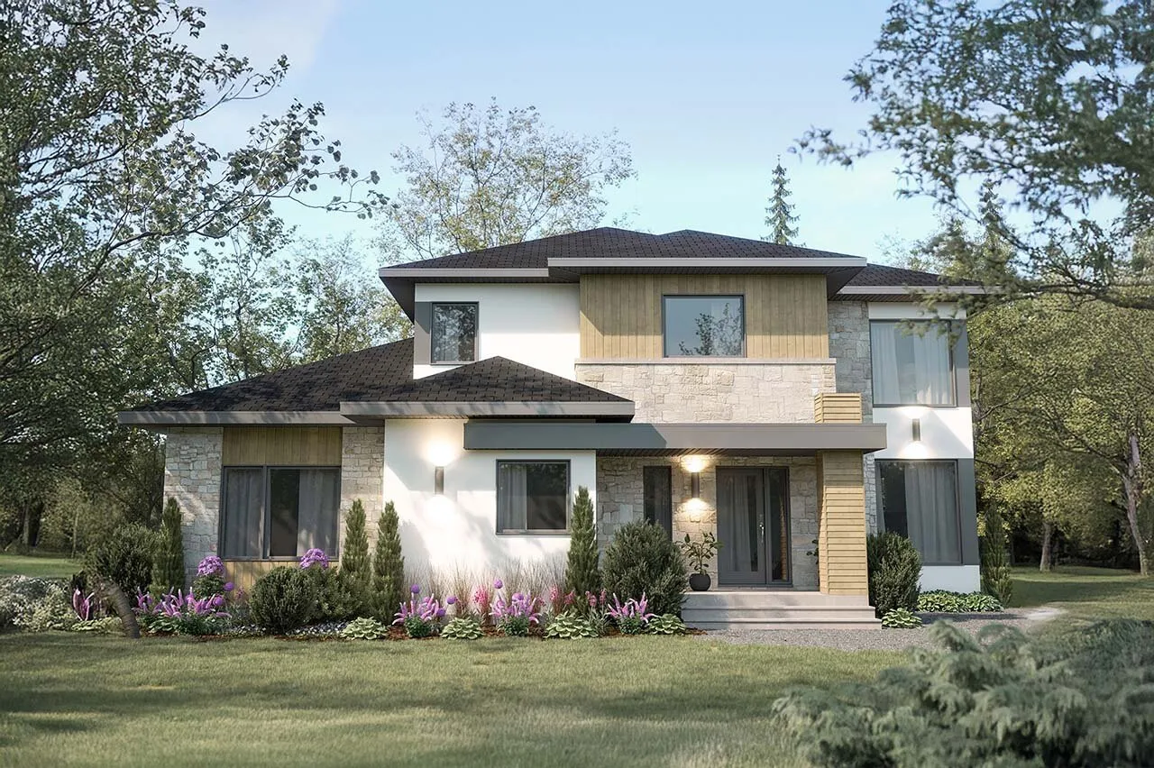 Prefab Light Steel Structure Two Storey Villa Modern Design Steel Frame House for Residential Use