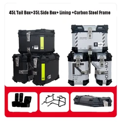 For CFMOTO 450MT Aluminum Alloy Three Box 45L Tail Box+35L Side Box Motorcycle Trunk with Lining Carbon Steel Frame