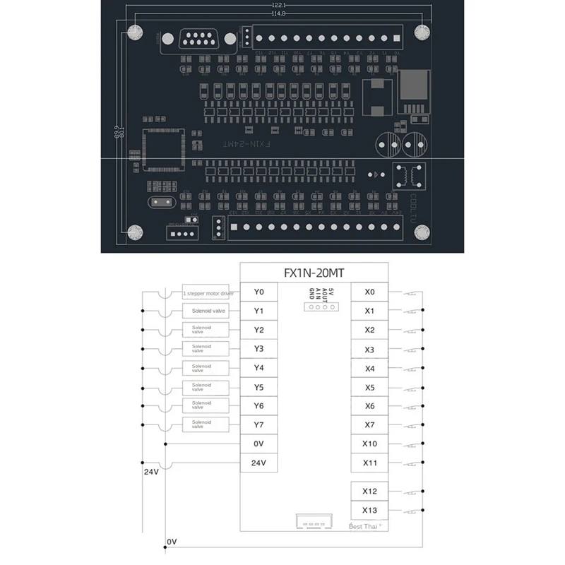 PLC لوحة التحكم الصناعية FX1N-24MT وحدة التتابع تأخير