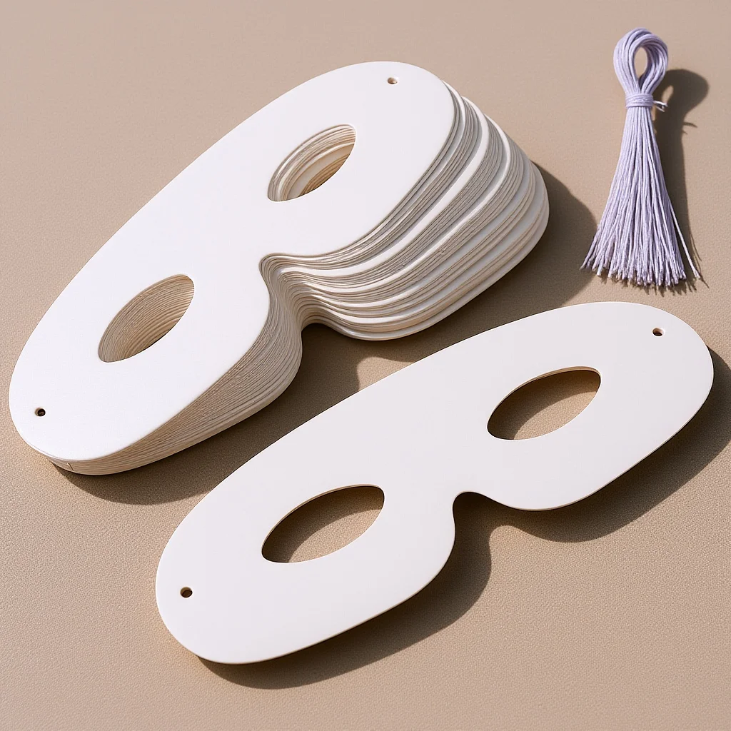 White DIY Paper Pulp Masks 40 Sets for Halloween Costume Party Craft Unpainted Hand Painted Masquerade Mardi Gras Decoration