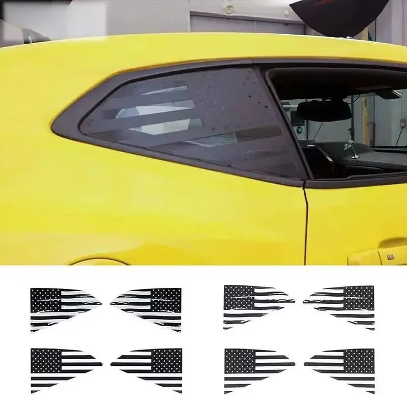 JeCar PVC Carbon Fiber Car Stickers Rear Triangular Window Glass Decor Cover For Chevy Camaro 2017 up Exterior Accessories