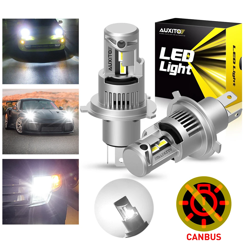 

2X AUXITO Q16 H4 LED Canbus No Error 6000K Автомобильные фары высокого и низкого уровня 9003 HB2 Лампа 100 Вт Сверхмощный комплект турбопрожекторов 12 В
