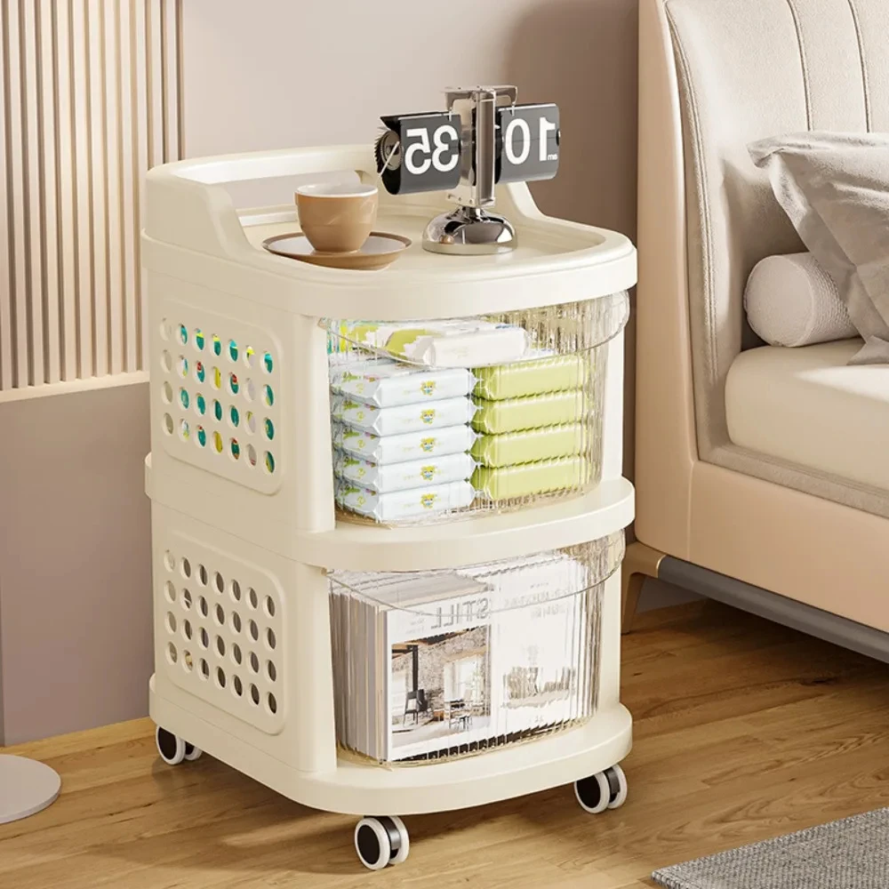 Multi-Layer Rolling Storage Rack Cart Drawer-Type Kitchen Storage Cart Transparent Kitchen Drawer Storage Cabinet With Handle 