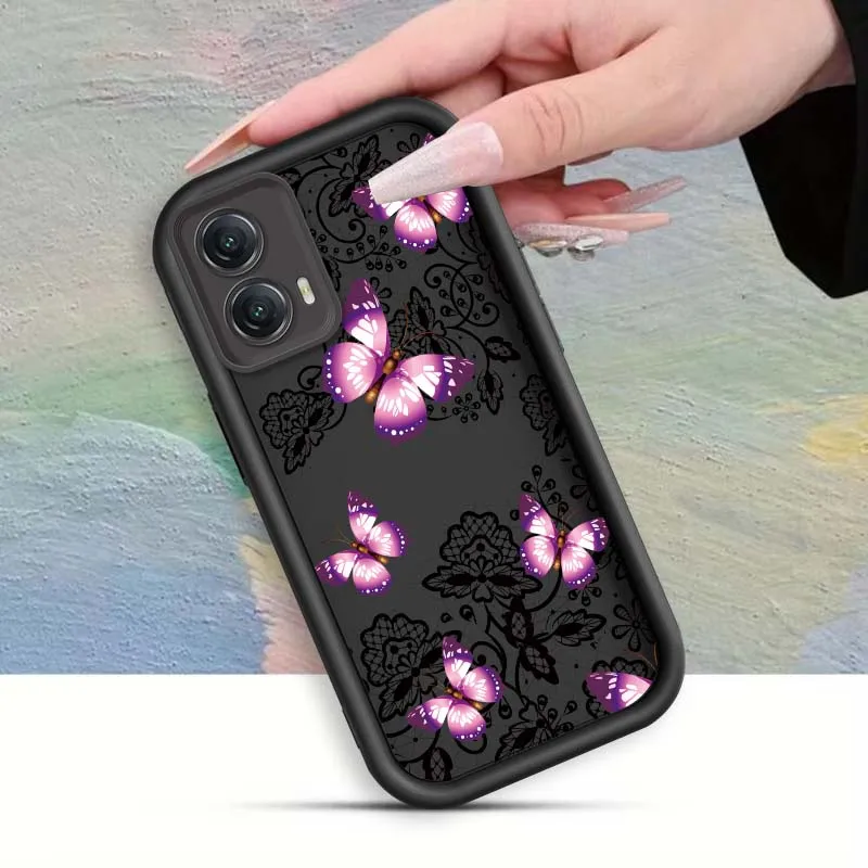 حافظة هاتف بتصميم فراشة فنية لهاتف موتورولا G85 Edge 50 G24 G35 E14 G04 G34 G Stylus G54 G13 G32 G14 5G سلم العين