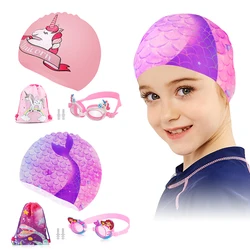 Cartoon Kids occhialini da nuoto Unicorn Shark borsa portaoggetti per cuffie da nuoto occhiali da vista in Silicone impermeabile antiappannamento per regalo per ragazza ragazzo