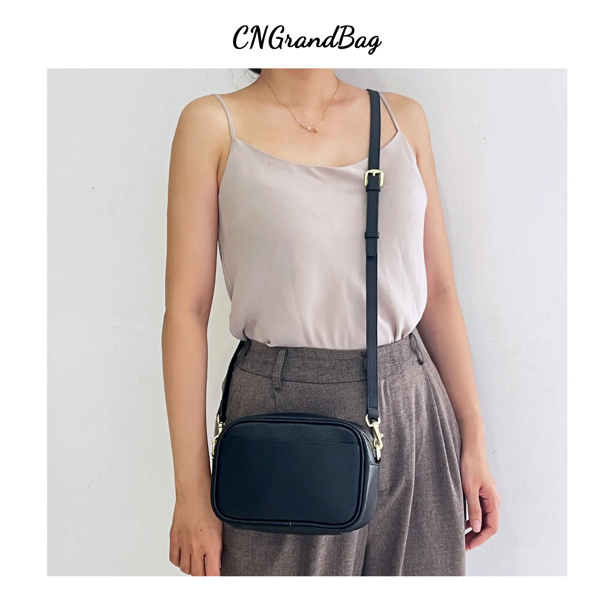 Custom Letters Classic Style Cow Leather Pebble Pattern Ladies Shoulder Bag Ladies Small Square Messenger Bag Camera Bag