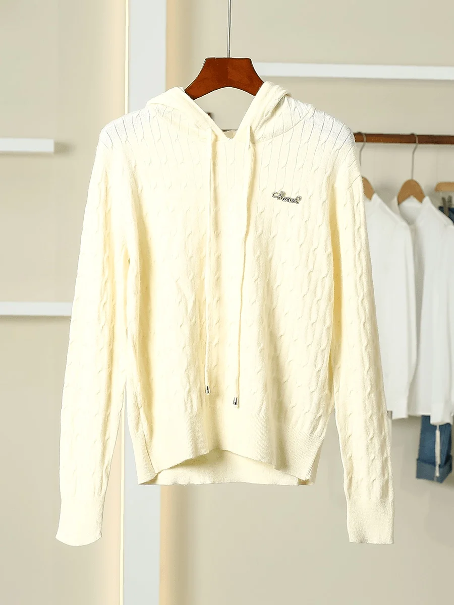 

Корейский однотонный повседневный трикотаж с капюшоном, новая зимняя одежда Dongyang Home, длинный свитер с капюшоном Sve