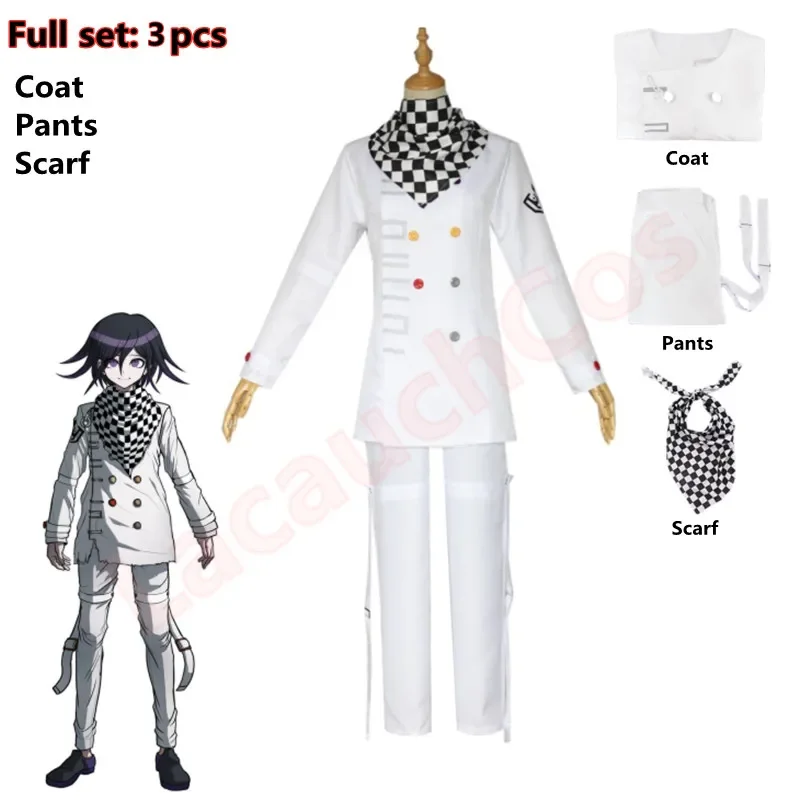 Animedanganronpa V3: Doden Harmonie Kokichi Oma President Cosplay Kostuum Witte Lange Mouw Broek Halloween Carnaval Hoed Pruik