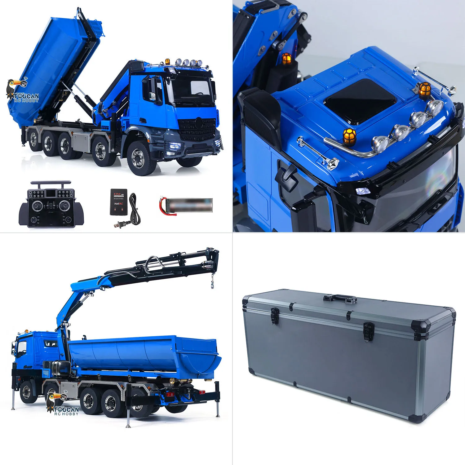 1/14 10*10 무선 조종 유압 크레인 덤프 BZ 3363 3단 변속 RC 팁퍼 센터 차동 유량 조명 RTR