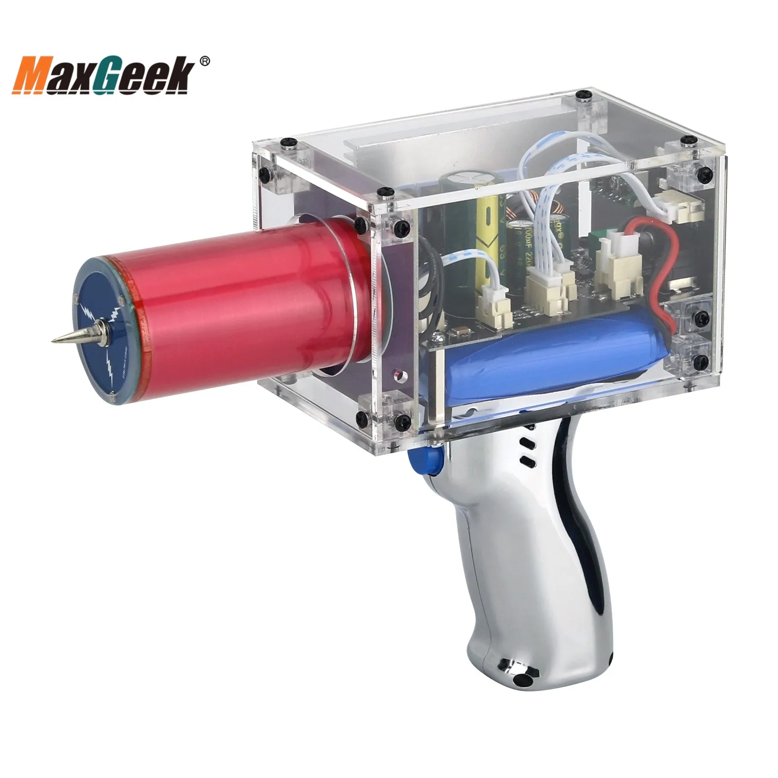 Maxgeek Third Generation Plus Enhanced Version Tesla Coil Gun Handheld Magnetic Energy Generator with Power Adapter