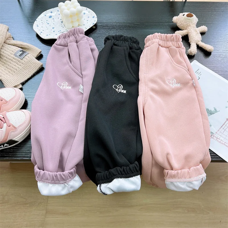 Autumn New Korean Childrens Girls Pants Stylish Loose Versatile Toddler Girls Long Pants Elastic Waist Kids Baby Girls Pants