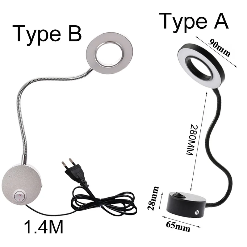 5W LED Book Lamp wall Night light fixtures Spot LED EU Plug Cord AC85-265V Bedside Working Study Reading Lamp Wall lamp sconces