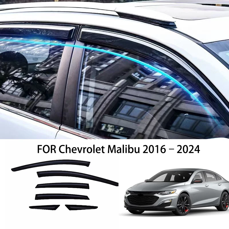 

Car accessories FOR FIT Chevrolet Malibu 2016–2024 black waterproof Door Window Visor Vent Shades Sun Rain Guard