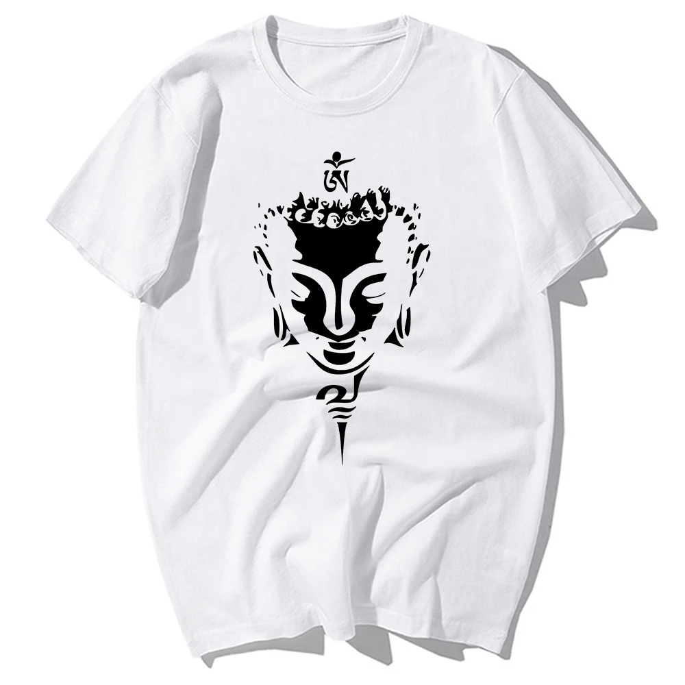 Buddhism Dignified Buddha Sakyamuni Cool T-shirt,Men White Casual Short Sleeve Tshirt,Unisex Tee,Breathable No-cracking Print