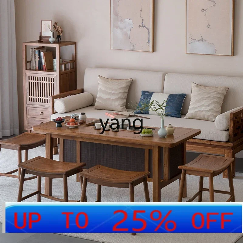 

LHH new Chinese old elm coffee table living room home tea table and chair combination party table dual-purpose