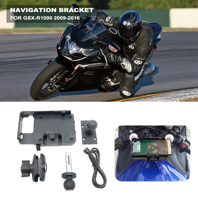 

Motorcycle USB Charger Mobile Phone Holder Stand Navigation Bracket For Suzuki GSXR1000 GSX-R1000 2009-2016 2015 2014 2013 2012