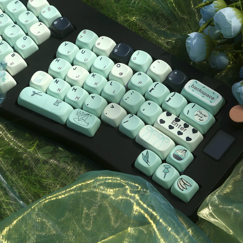 

MOA high mint green mechanical keyboard keycaps hot sublimation keycaps fresh pbt custom round