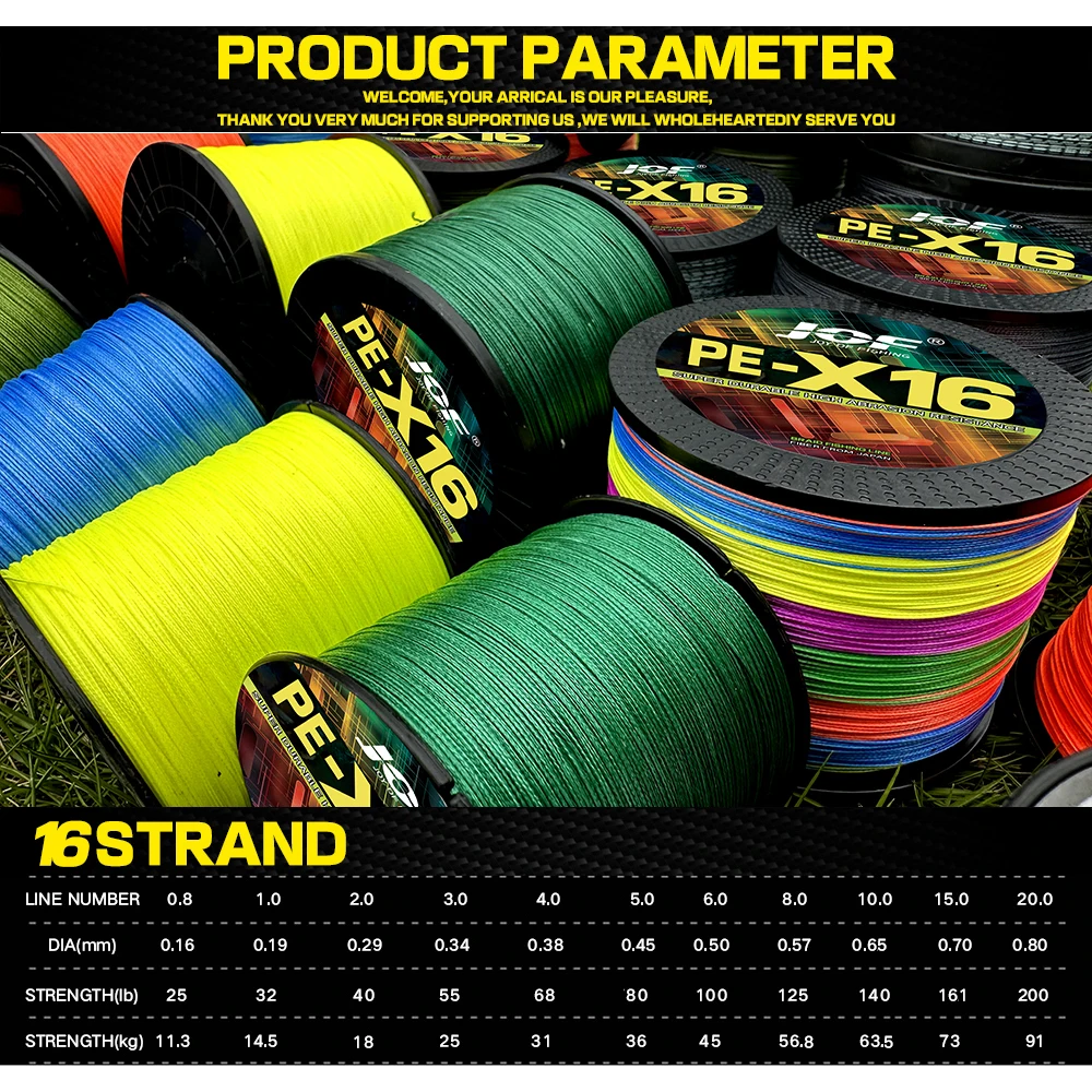 16 Strands PE Braided Fishing Line 0.16mm-0.8mm 25-200LB 100M 300M 500M 1000M 16x Core Fishing Sea Line Ocean Rock Fshing