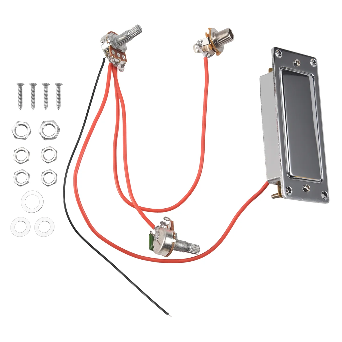 A24P 일렉트릭 기타 미리 배선 된 더블 코일 험버커 기타 픽업 하네스 키트 (500K 전위차계 볼륨 톤 포트 포함)