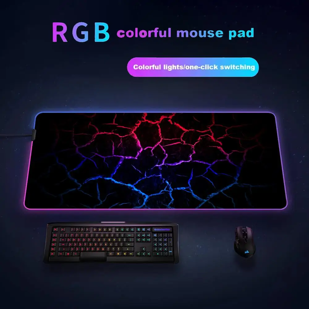 

XXL 3D Geometric Art Mouse Pad RGB Luminous Mouse Pad Office Computer Accessories PC Keyboard Pad LED Anti-Slip Gaming Desk Pad