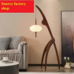 Modern Simple Walnut Solid Wood Floor Lamp Living Room Net Red Bedroom Bedside  Creative Exhibition Hall Corner Standing Light