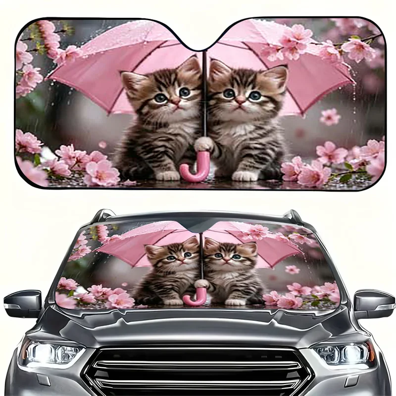 1Pcs Playful Design Sun Shade For Car Windshield, Easy Installation, With 4 Free Suction Cups.