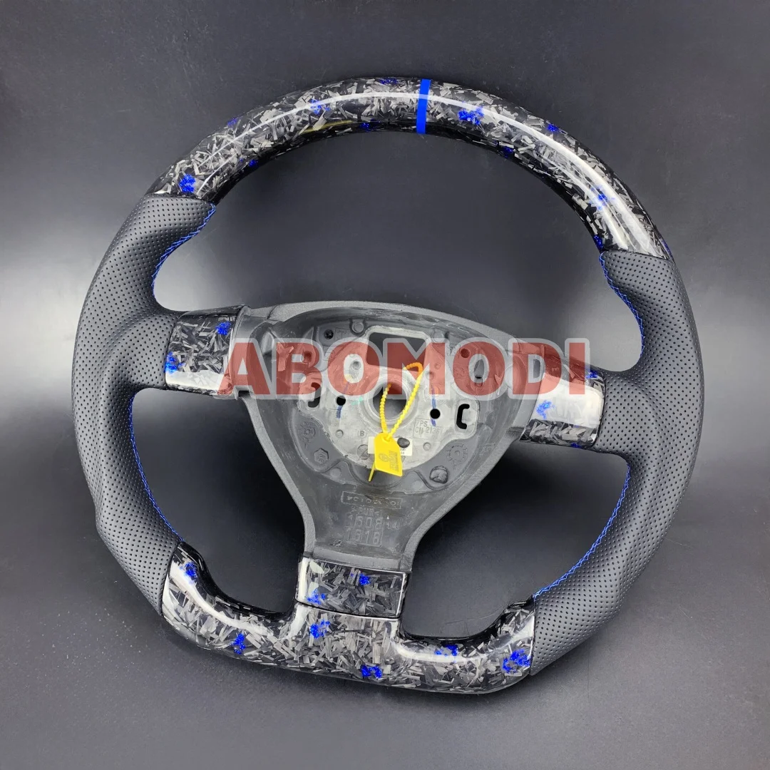 100% Real Carbon Fiber Forged with Leather Steering Wheel Replacement No Paddles for VW Golf 5 Mk5 Passat Magotan Touran