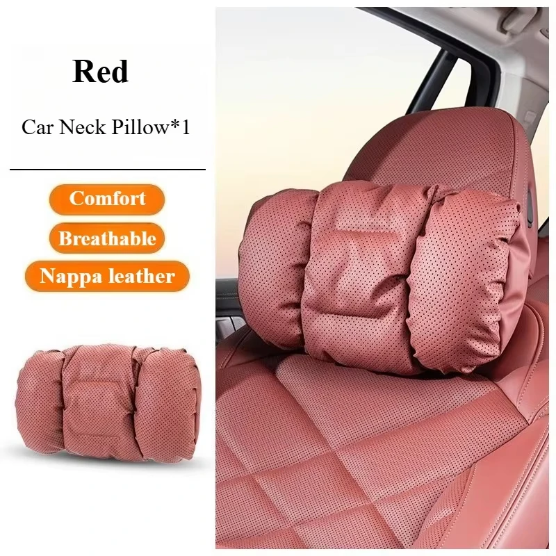 Napa-Leder Auto-Kopfstütze Nackenstütze Sitz-Lendenkissen, Auto-Nackenkissen, Lendenkissen, Geeignet für Verschiedene Autos – Detail 20