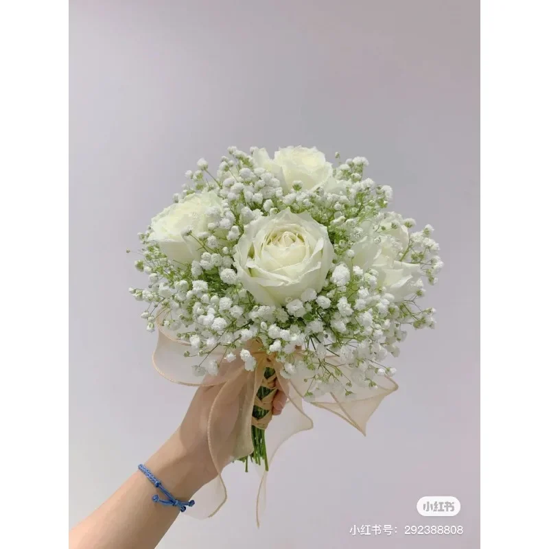 Bouquet bride Korean wedding wedding certificate simulation bouquet Mori wedding dress photo