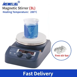 IKEME Magnetic Stirrer 3L Digital Display Magnetic Mixer With Stir Bar Hot Plate Heating Stirrer Lab Equipment Hot