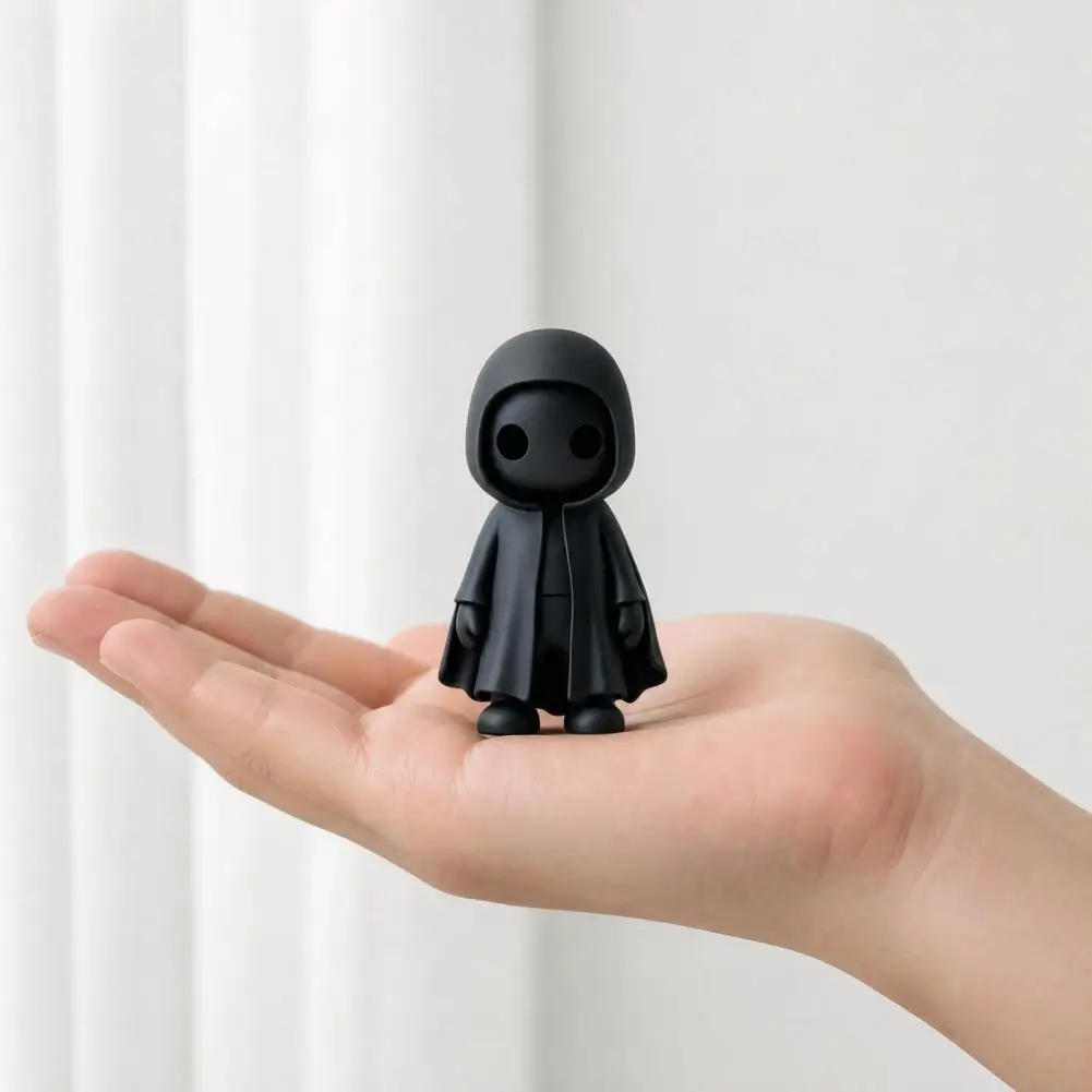 Matte Black Halloween Decor Simple Spooky Decor 3d Printed Halloween Ghost Figurine Spooky Cloaked Ghost Statue Cute for Indoor