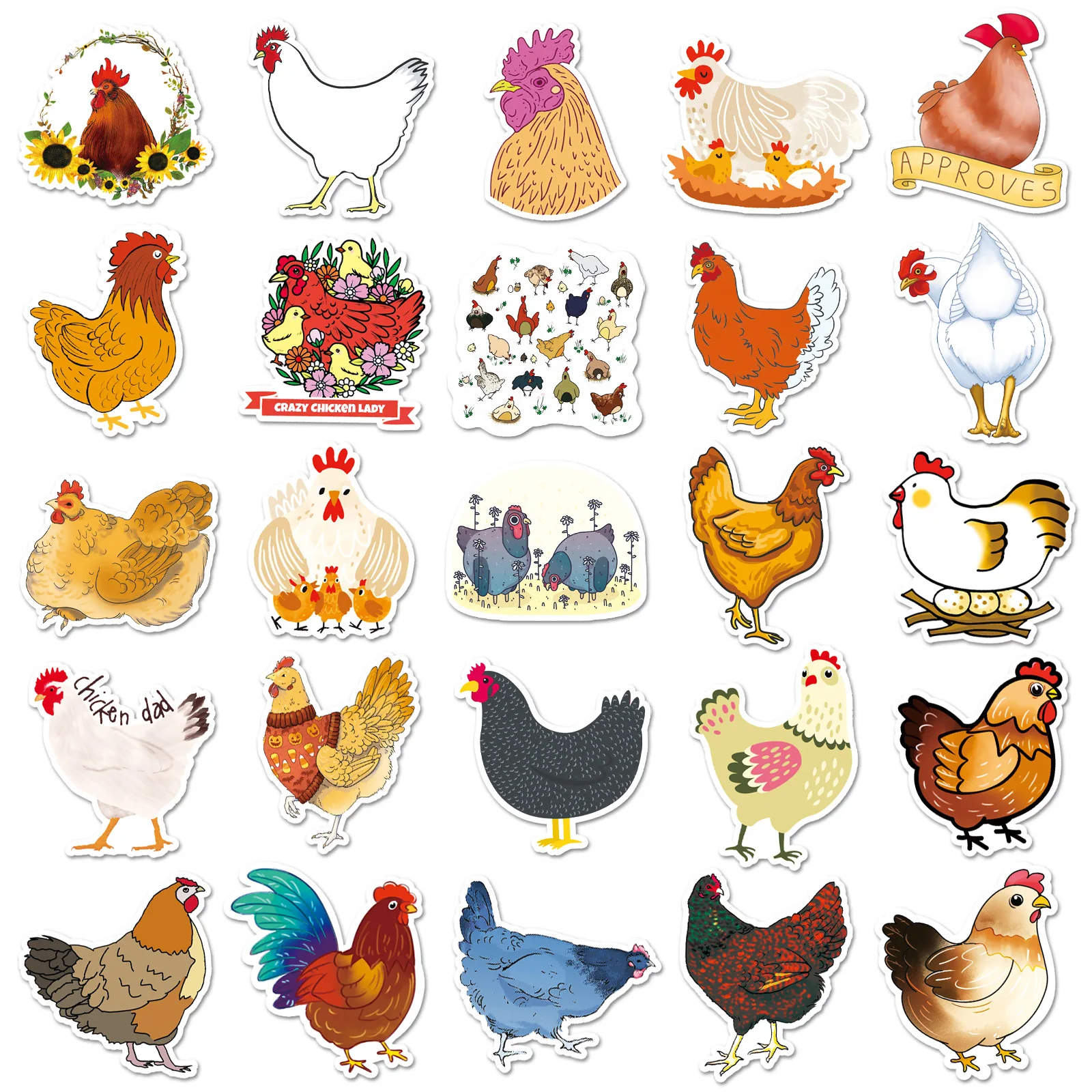 

10/50PCS Cartoon Animal Chicken Sticker Personalized Funny Graffiti Creative Decoration Diary Skateboard Motorcycle Helmet Decal