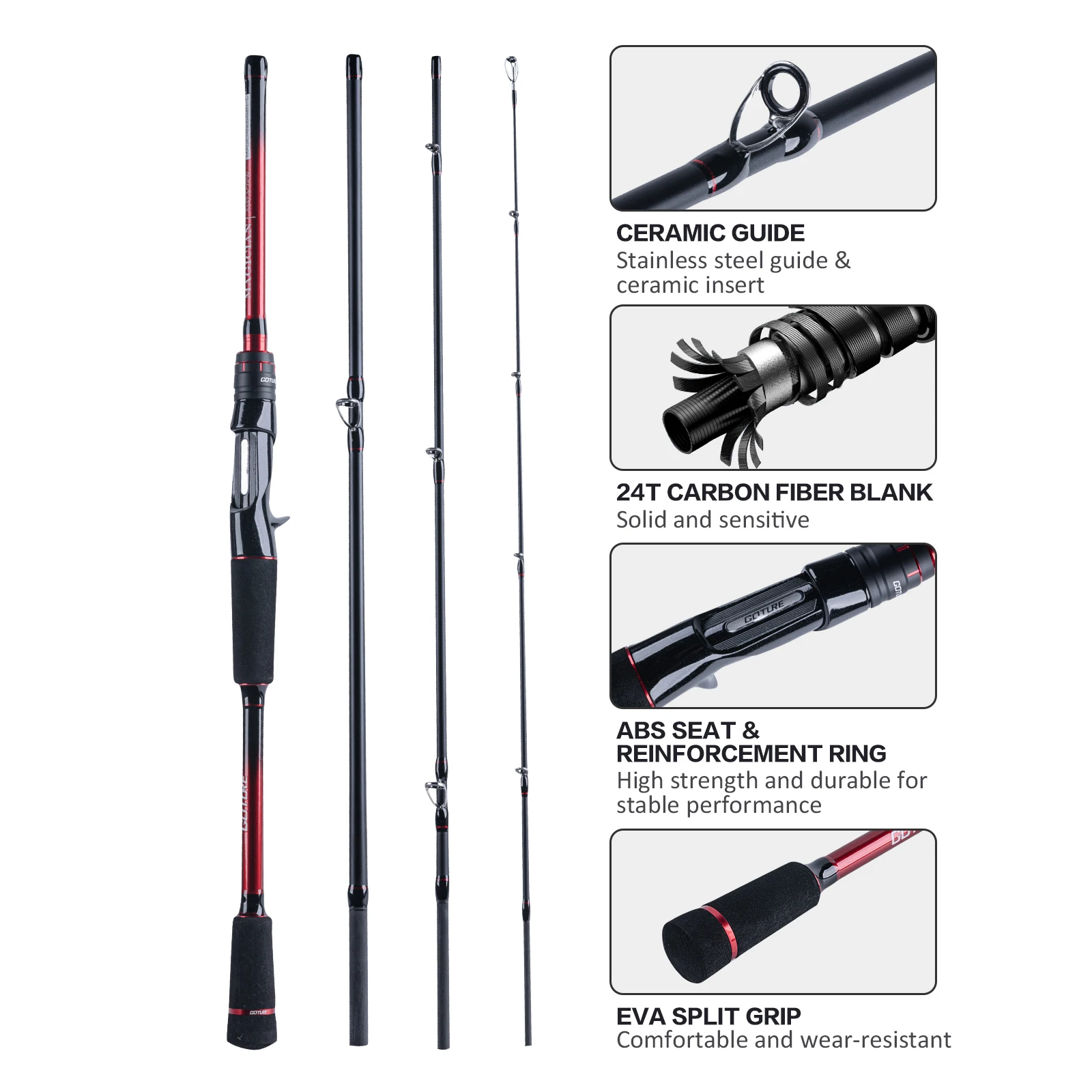 Imagem -04 - Goture-savvina e Magician Vara de Pesca de Fiação Baitcasting Carpa Varas Bass Rods m mh Power Lure 535g com Bolsa de Tubo 2.1m 2.4m 2.7m