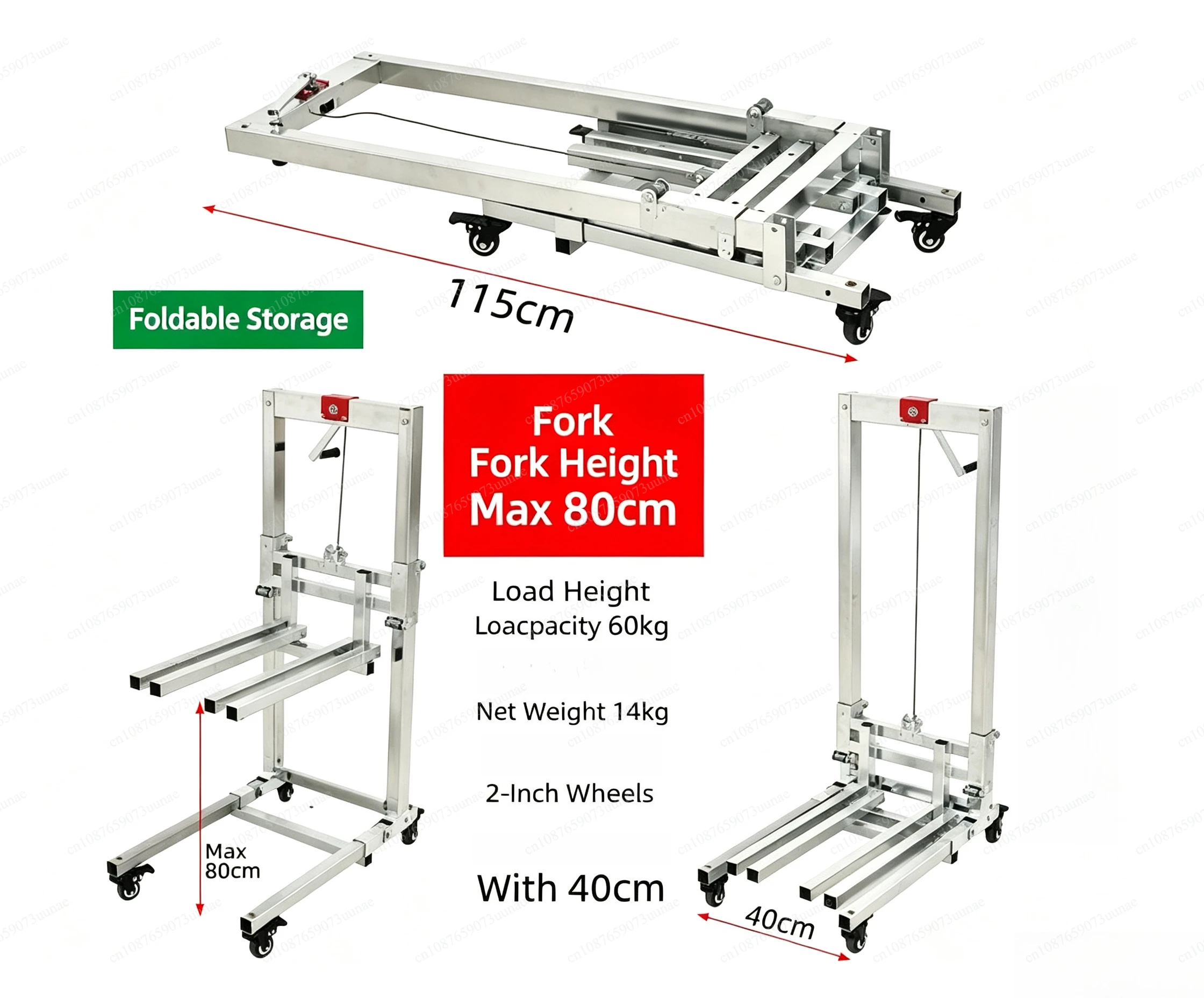 Manual Portable Stacker Forklift, Lightweight Folding Lifting Pallet Truck for Household Warehouse Cargo Unloading & Handling