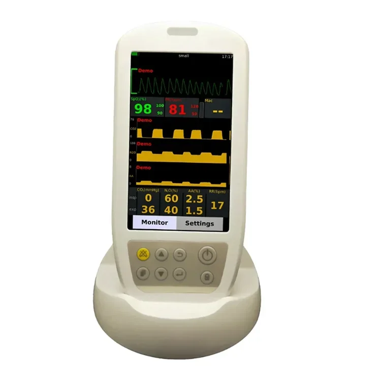 DERRY Portable Handheld EtCO2 Veterinary Anesthesia Monitor Multi-gas Anesthesia Sensor Capnograph Monitor