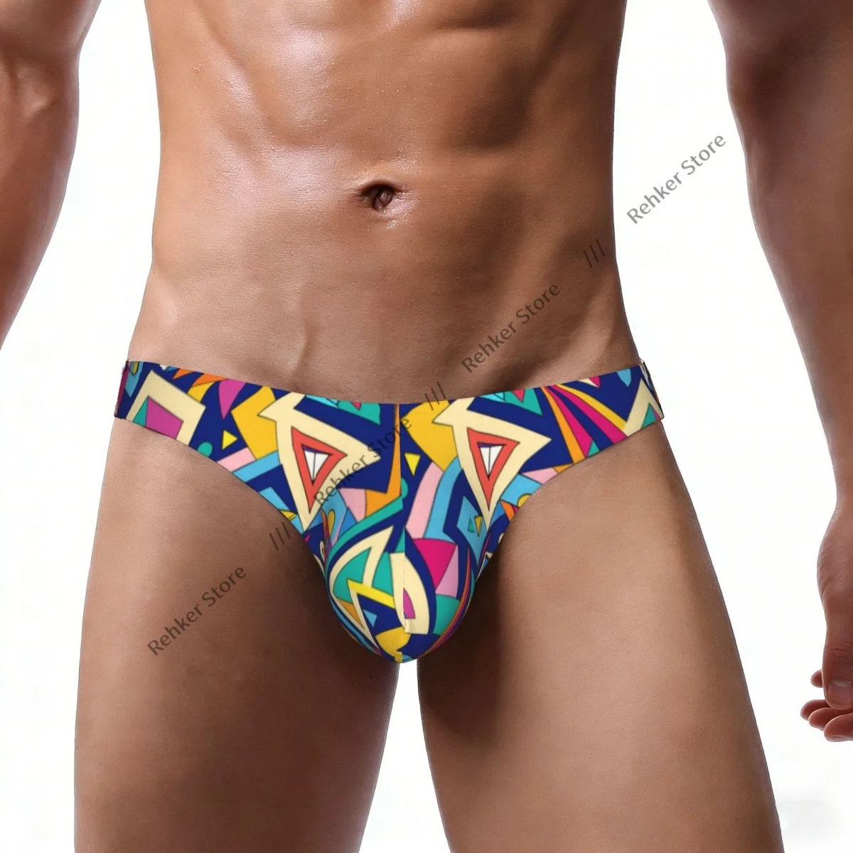 Abstract Geometric Pattern Men's Briefs Sexy Underpants Bikini Underwear Men Panties