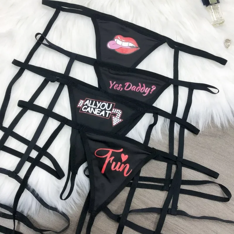 Customized Crystal Letters Garter G-String Bikini briefs Sexy Women Erotic Daddy Thongs Panties Girlfriend Hot Wife Gift